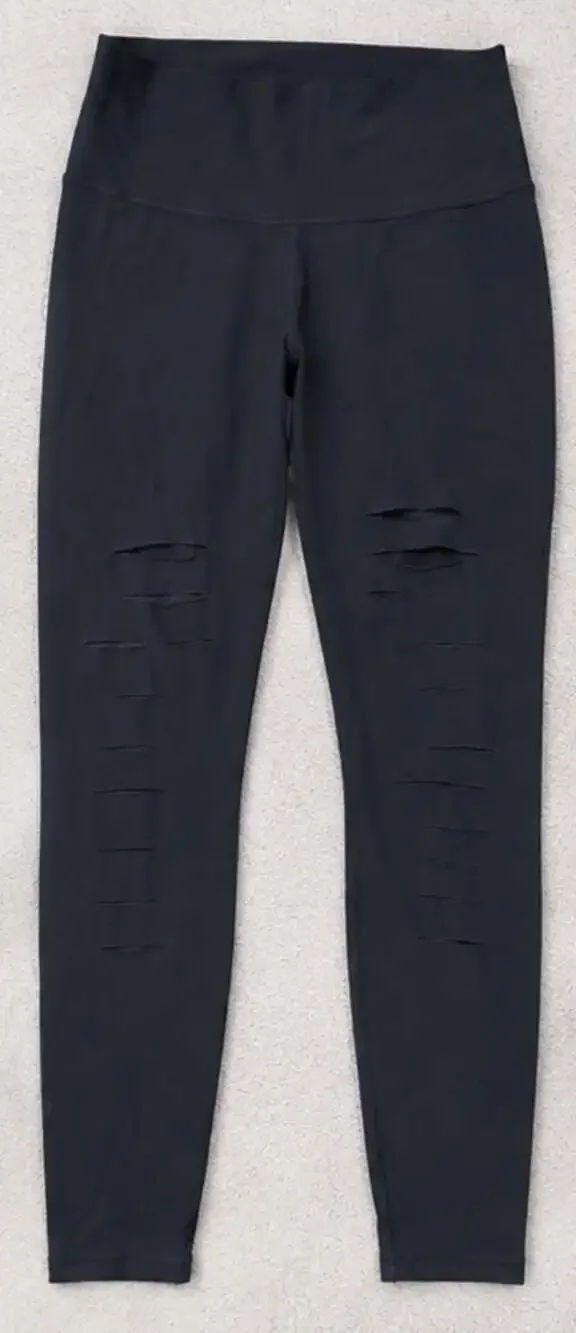 Alo Yoga High-Waist Ripped Warrior Leggings Black